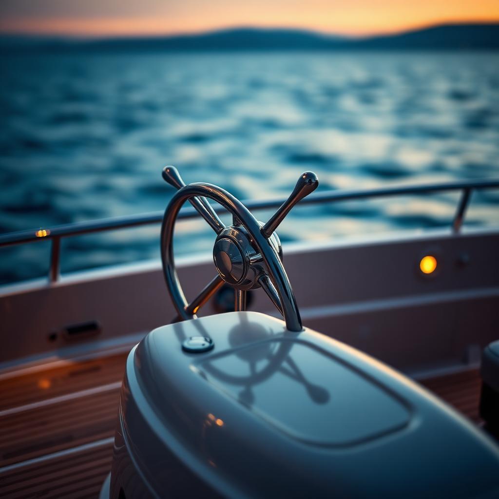 Yacht helm at golden hour